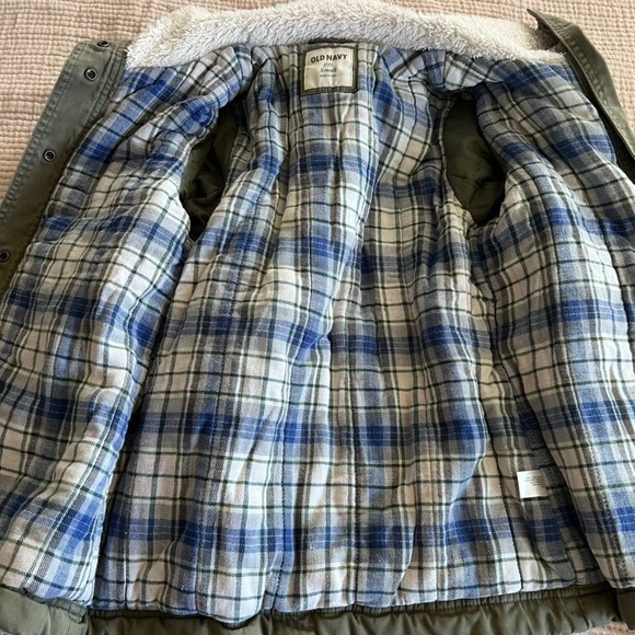 Old Navy Olive Green Utility Bomber Jacket Sherpa Lined Collar Women's Small - Picture 7 of 13